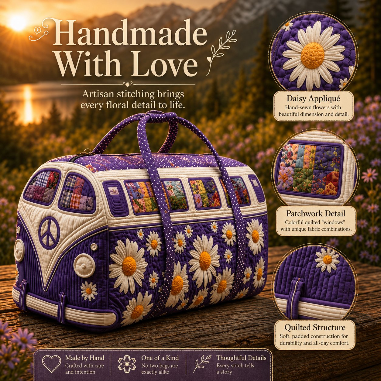 Fashionable Girls & Guys Quilted Boho Travel Tote